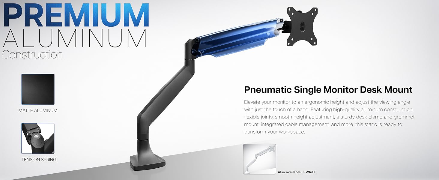 Pneumatic Single Monitor Desk Mount
