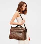 Shrrie Leather Laptop Bag Fits 17 to 17.3 Inch for Men and Women,Vintage Business Briefcase Lapto...