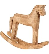 DOITOOL Wooden Rocking Horse Table Decoration 7 Inch Mini Wooden Rocking Horse Figurine for Deskt...