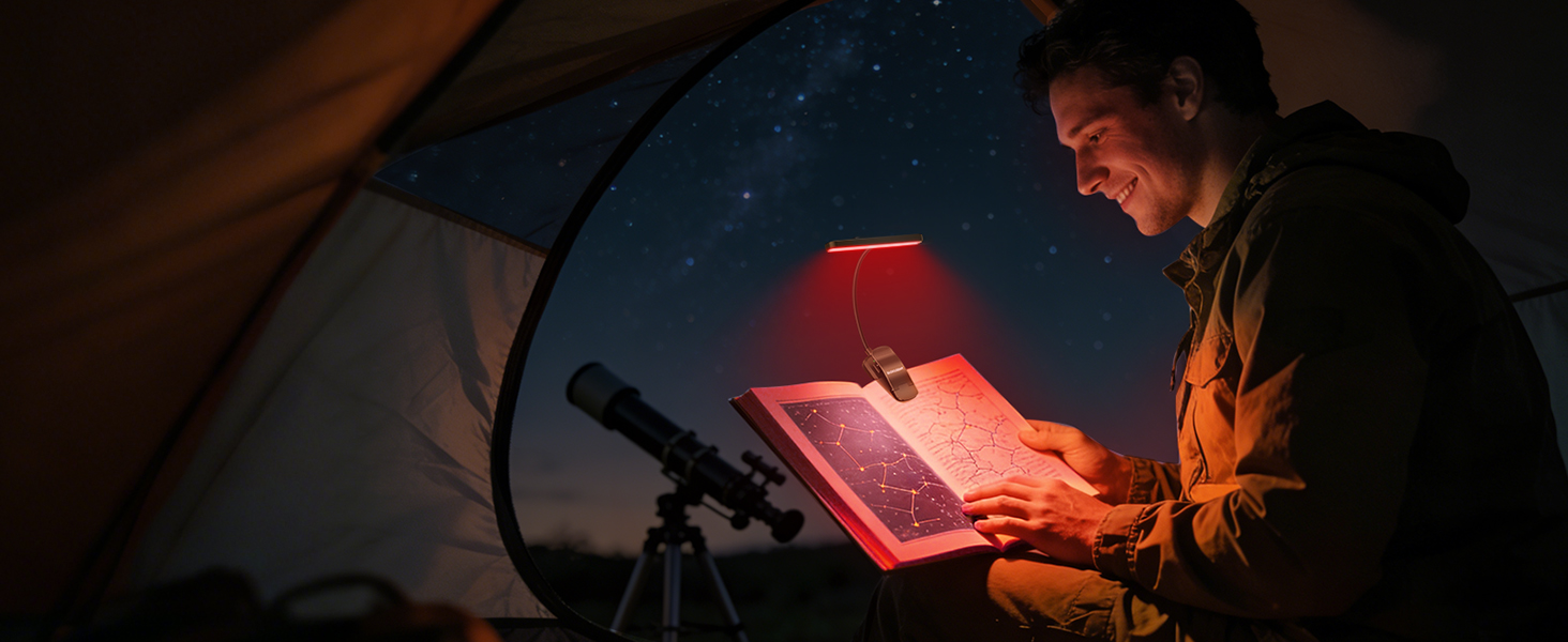 Glocusent 630nm Red Light Reading Light, 26 LEDs Zero Blue Light