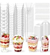 160 Pack (405 Pcs) Plastic Dessert Cups with Lids and Spoons, 5oz Clear Yogurt Parfait Cups with ...