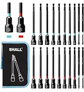 SHALL 20PCS Magnetic Nut Driver Set, 6” Long Nut Drivers for Impact Drill, SAE & Metric 1/4” Hex ...