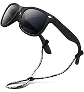 RIVBOS Kids Sunglasses Polarized UV Protection Flexible Rubber Glasses Shades with Strap for Boys...
