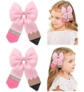 doboi Hair Bows for Girls 2PCS Back to School Pencil Hair Bow 3.3 In Glitter Hair Bows with Allig...