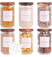 6 Set Glass Pantry Storage Jars with Acacia Airtight Lid - 23oz Thicken Glass Kitchen Canisters w...