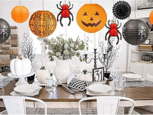 pumpkin halloween lantern spider dining table