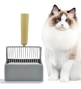MUYG Cat Litter Scoop with Holder,Metal Cat Scooper for Litter Box with Wooden Handle,Kitty Litte...