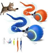 CONAMEI 2PCS Interactive Cat Toys Ball,Newly Upgraded Speedy Tail Cat Toy with USB Charging,Autom...