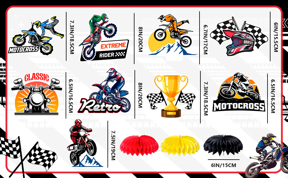 motocross honeycomb centerpieces