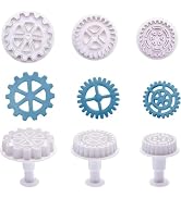 3Pcs Gear Cookie Cutters, Steampunk Cogs Plunger Mold, 3D Gear Cookie Stamp Mold, Clock Wheel Bis...