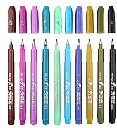 Maikedepot Felt Tip Pen, 10pcs Sign Brush Pens Assorted Colors Brush Tip Pens Water Based Journal...