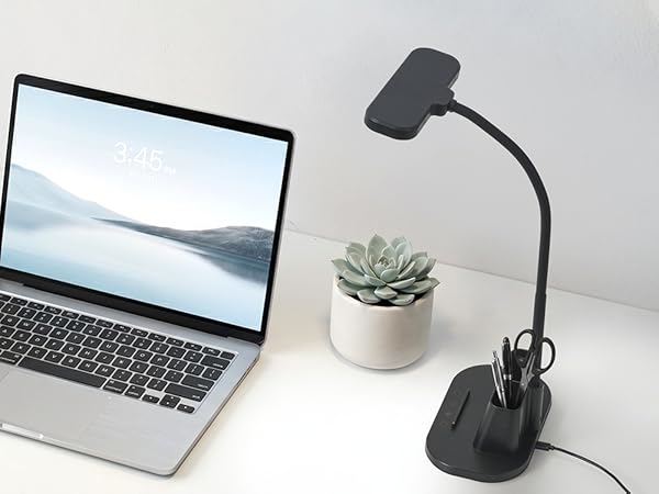 Desk Lamps for Home Office with Pen Holder USB Charging Ports Reading Light LED Table Lamp