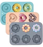 SmartKitch 3 Pack Silicone Donut Pan for Baking, Non-Stick Doughnut Pan, 6 Cavity Heritage Bundtl...