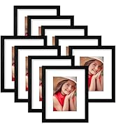 Vittanly 8x10 Picture Frames Set of 9, Display 5x7 Pictures with Mat or 8x10 without Mat, Collage...