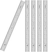 PEC Tools 12" 4R Stainless Steel Ruler(5 Pack), Machinist Metal Ruler Scale with Markings 1/8", 1...