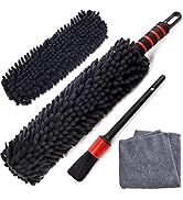 TAKAVU Microfiber Wheel & Rim Brush with 2 Replaceable Covers Multipurpose Auto & Car Detailing T...