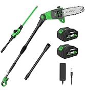 SOYUS 2-in-1 Pole Saw 8-Inch Cordless and 18-Inch Pole Hedge Trimmer, Pole Saw for Tree Trimming ...