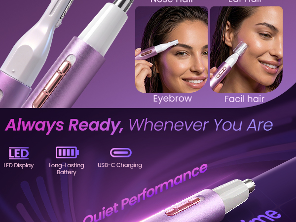 Beanify 2 in 1 Nose and Ear Hair Trimmer with LED Display, Rechargeable Electric Nasal Hair Clipper