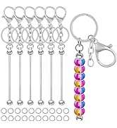 8Pcs Beadable Keychains Bars,Blanks Bead Keychain DIY Keychains Bars Metal Bead Keychain Removabl...