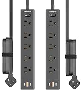 HOPOW Power Strip Surge Protector, 2 Pack, 10 Ft Ultra Thin Flat Extension Cord, Surge Protector ...
