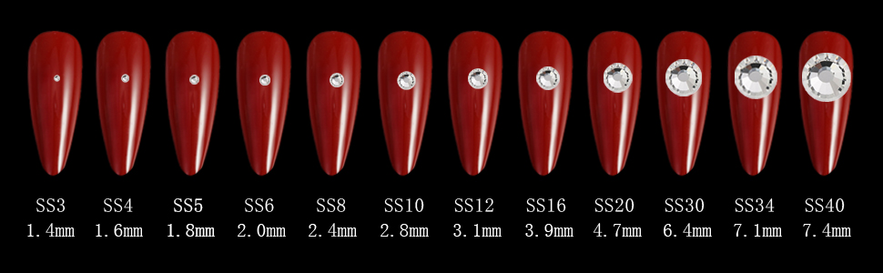 flatback rhinestones size chart