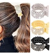 Banatra Rhinestone Hair Claw Clips for High Ponytail Gold Small Metal Hair Clip Fancy Hair Access...