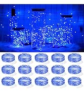 Fairy Lights Battery Operated Starry Firefly Silvery Wire String Lights 15 Pack 7.2ft 20 LED Jar ...