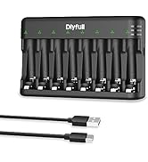 DLYPOW 8 Bay AA AAA Battery Charger with USB-C High-Speed Charging, Independent Slot for Ni-MH Ni...