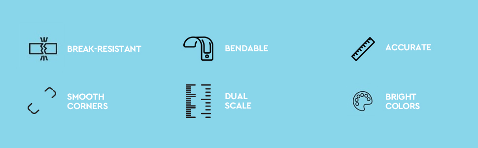 Flexible Ruler Soft Plastic Shatter Resistant Straight Edge Ruler