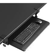 BONTEC KMT01 Under Desk Keyboard Tray, Pull-Out Keyboard & Mouse Platform with C-Clamp, 25.6 x 11...