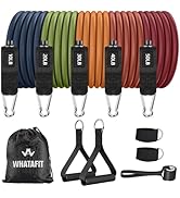 WHATAFIT Resistance Bands, Exercise Bands, Workout Bands with Handles, Door Anchor and Ankle Stra...