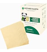 MOTHER EARTH Bamboo Everyday Napkins - 2 Ply | Soft & Absorbent | Disposable Kitchen Napkins (300...