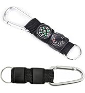 Black Carabiner Key Chain Compass Thermometer Metal Camping Outdoor Gadgets Hiking Survival to Mu...