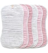 MUKIN Baby Muslin Burp Cloth Set of 6, Ultra Soft Absorbent Thick Cotton Burping Cloths for Unise...
