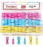 Twidec/230PCS Heat Shrink Spade Connectors Kit 22-10 AWG Female and Male Spade Terminlas Quick Di...