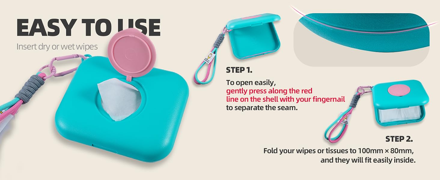 Flip lid or push side gap to open. Grab wipes one-handed. Effortless access anywhere.