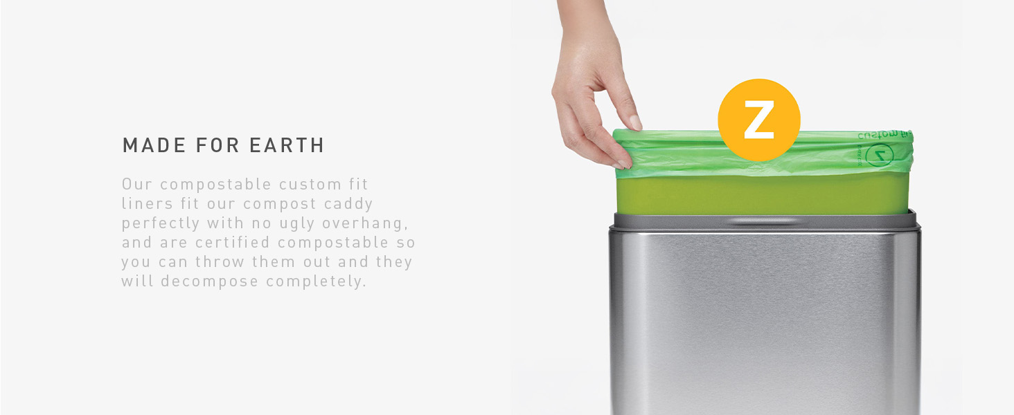 Compostable custom fit liners perfectly fit our compost caddy