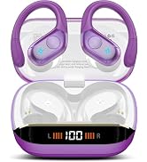 Qecnato Wireless Earbuds Bluetooth 5.4 Headphones 75H Stereo Deep Bass Sports Over Ear Buds with ...