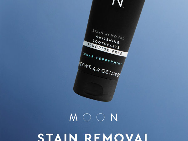 moon stain removal whitening toothpaste fluoride-free, lifts surface stains, supports gum health