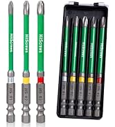 Hitscrews 4" JIS Screwdriver Bits Set #1#2#3 9/13mm Dual-Groove | Anti-Slip Magnetic Japanese Cro...