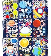Ozepao 36 Pcs Outer Space Make-A-Face Sticker Sheets | Mix & Match Space Party Favors for Kids | ...