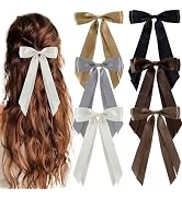 hisial 6Pcs Hair Bows Clips for Hair Silky Satin Ribbon Alligator Barrettes French Hair Ponytail ...