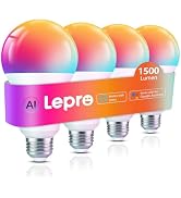 Lepro B3 AI Smart Light Bulbs - 1500LM 100W Equivalent A21 Bulb, WiFi & Bluetooth RGBWW Color Cha...
