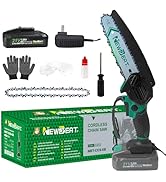 NEWBEAT Mini Chainsaw Cordless 6 Inch - Electric Chainsaw Battery Powered, Small Handheld Portabl...