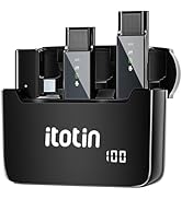 ITOTIN Wireless Microphone Type-C, Lapel Mini Clip-on Mic Professional Noise Reduction 6H Working...
