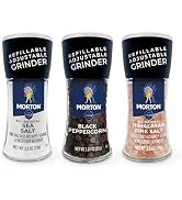 Morton Grinder Set - Himalayan Pink Salt (2.5 oz), Sea Salt (2.5 oz) & Black Peppercorn (1.2 oz),...