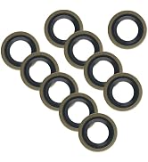 10PCS M14 Oil Drain Plug Gasket,Metal Rubber Crush Washer Oil Drain Plug OEM#097-828CD,E0FZ-6734-...