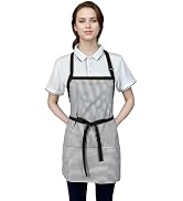 Corfully Kitchen Apron with 3 Pocket, Adjustable Server Apron, Waitress Apron with Pockets Stripes
