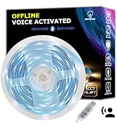 AI Smart Led Strip Lights Voice Activated, No Smart Hub & App & WiFi Needed, Dimmable White 2700-...