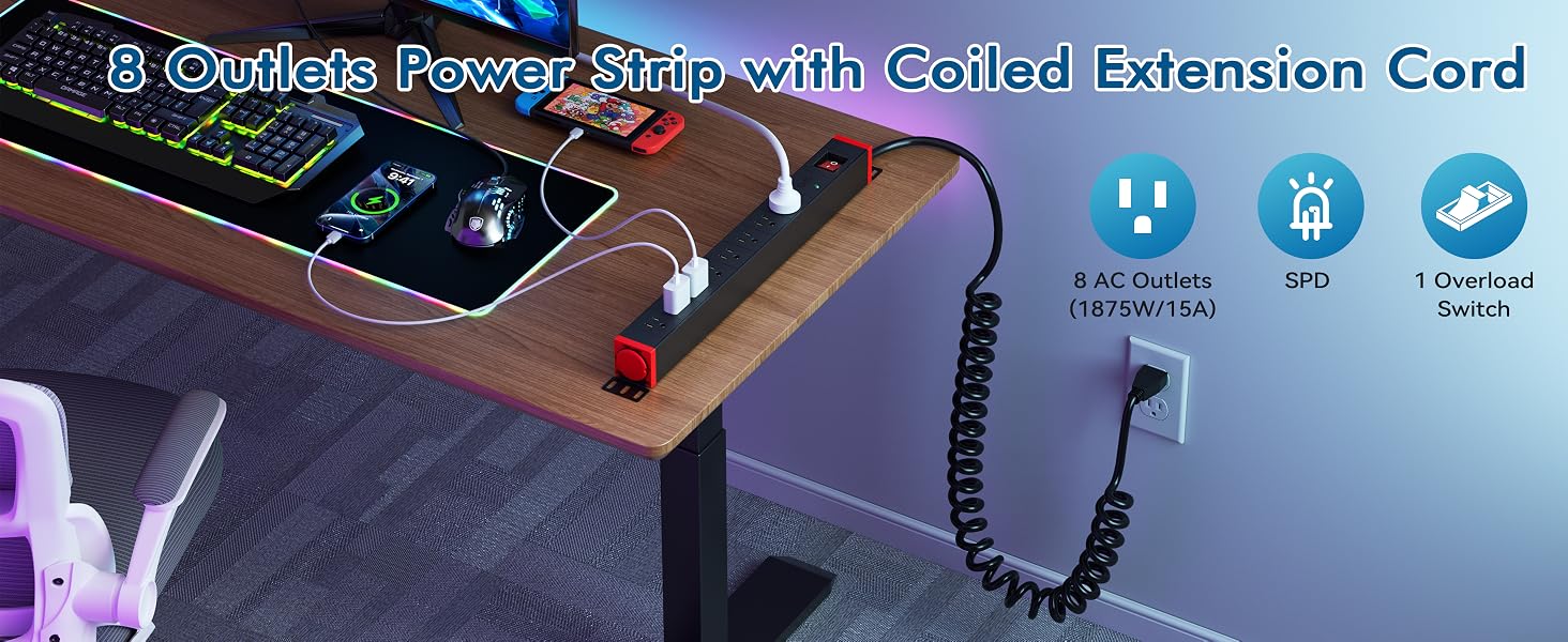 surge protector power strip coiled cord